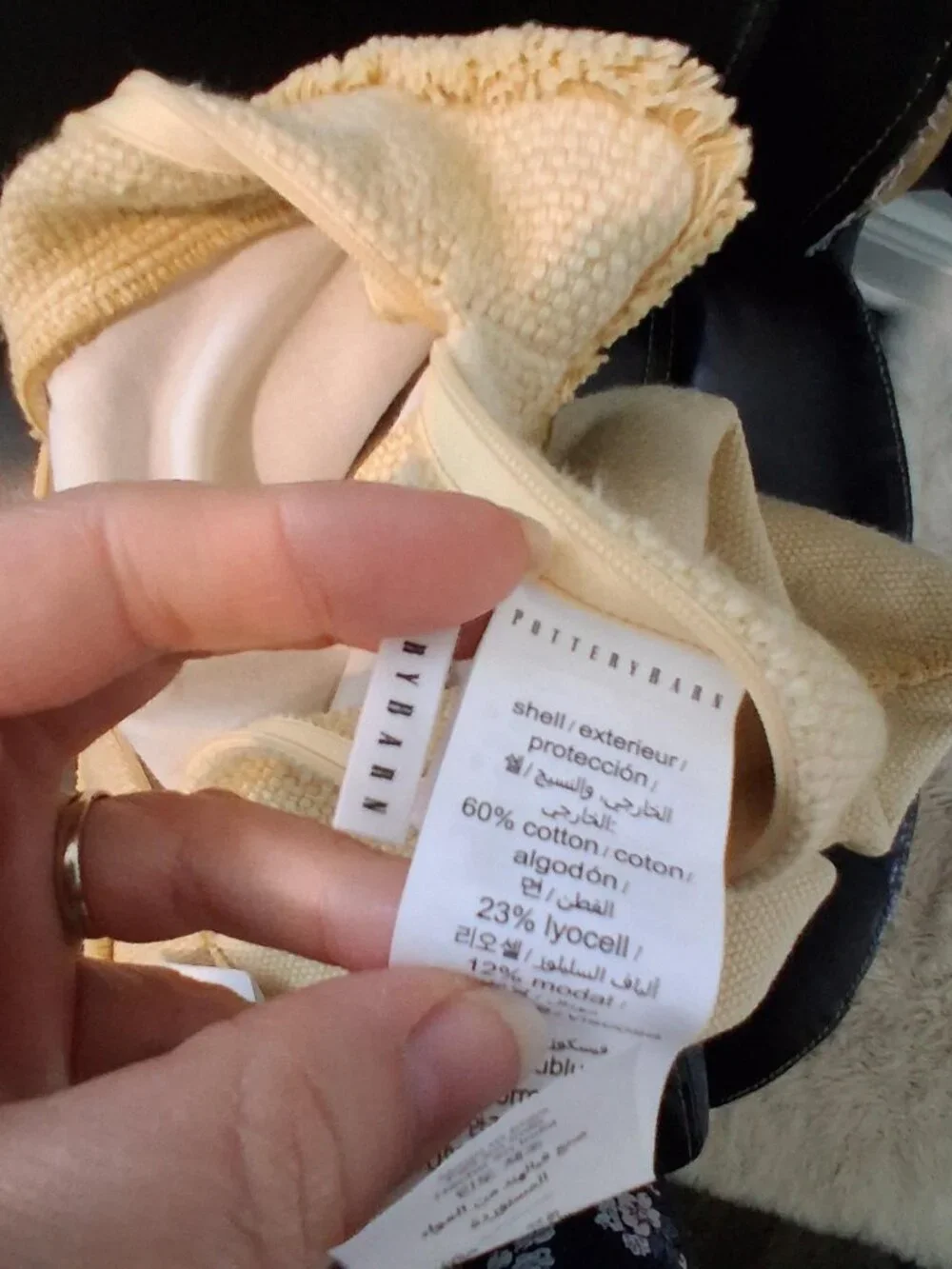 Pottery Barn nwt pillow cover 22x22 pale yellow ? cotton lyocell
